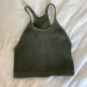 free people washed out green tank/sports bra
